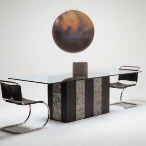Paul Evans Style Dining Table with Glass Top, c. 1975