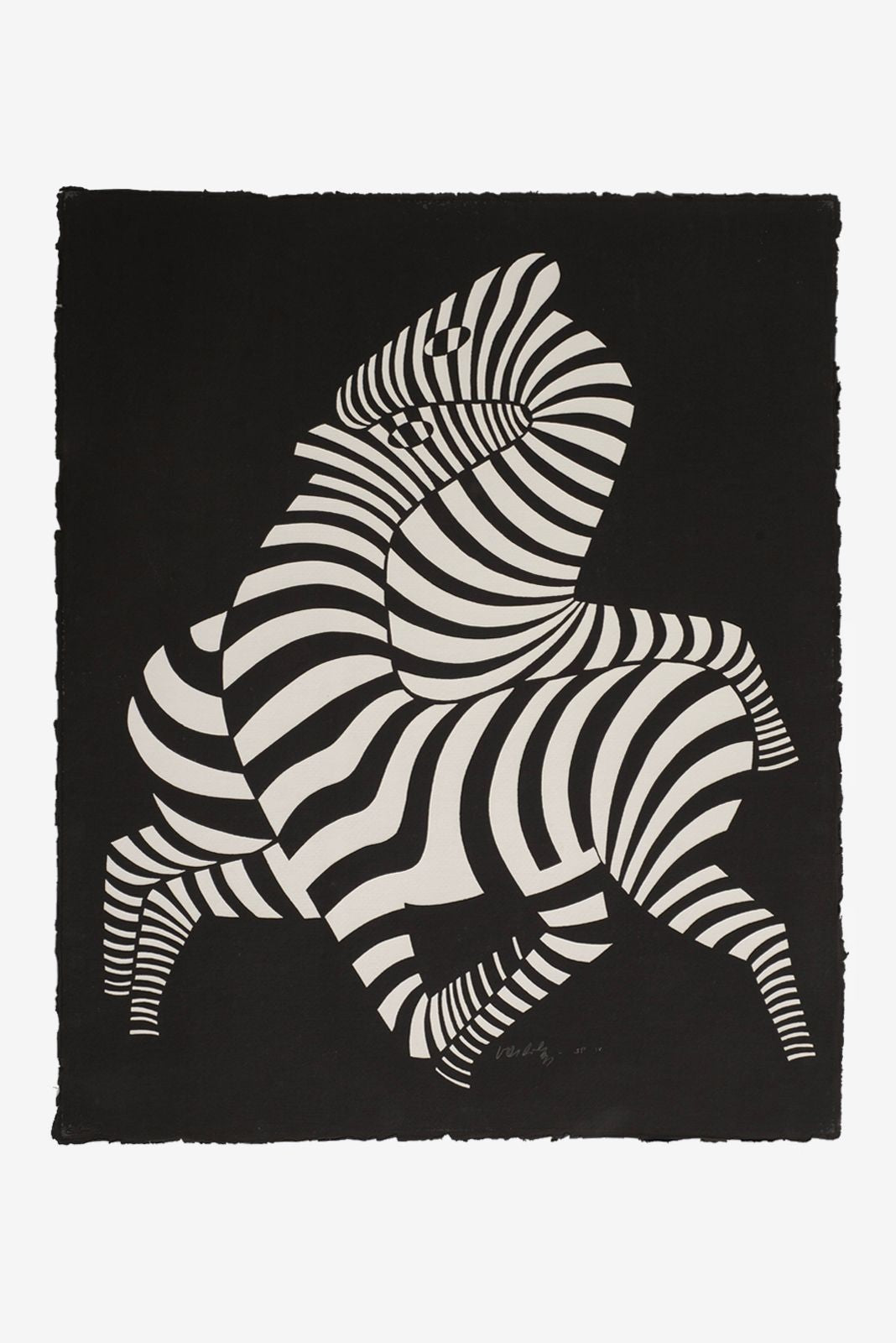 Victor Vasarely Black “Zebra” Lithograph / Relief, Edition of 150, 1989