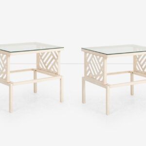 Pair of Richard L. Sandfort Aluminum End Tables and Ottomans, 1950