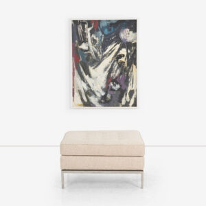 Pair of Florence Knoll Fabric and Steel Ottomans, 1965