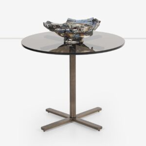 Alternative view of Nicos Zographos Bronze Base End Table with Glass Top, 1970s