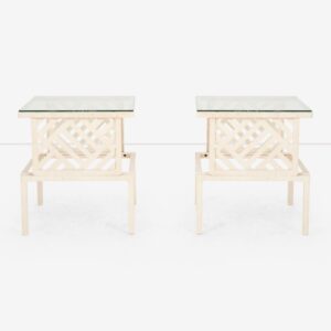 Alternative view of Pair of Richard L. Sandfort Aluminum End Tables and Ottomans, 1950