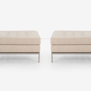 Alternative view of Pair of Florence Knoll Fabric and Steel Ottomans, 1965