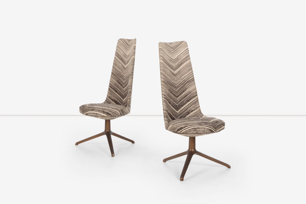 Osvaldo Borsani Set of Eight Unique High Back Dining Chairs for Tecno 1971 - Image 3